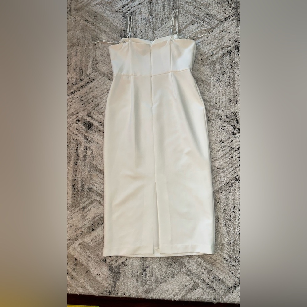 ANTONIO MELANI Ivory Midi Sheath Dress with Delicate Straps - Picture 9 of 16
